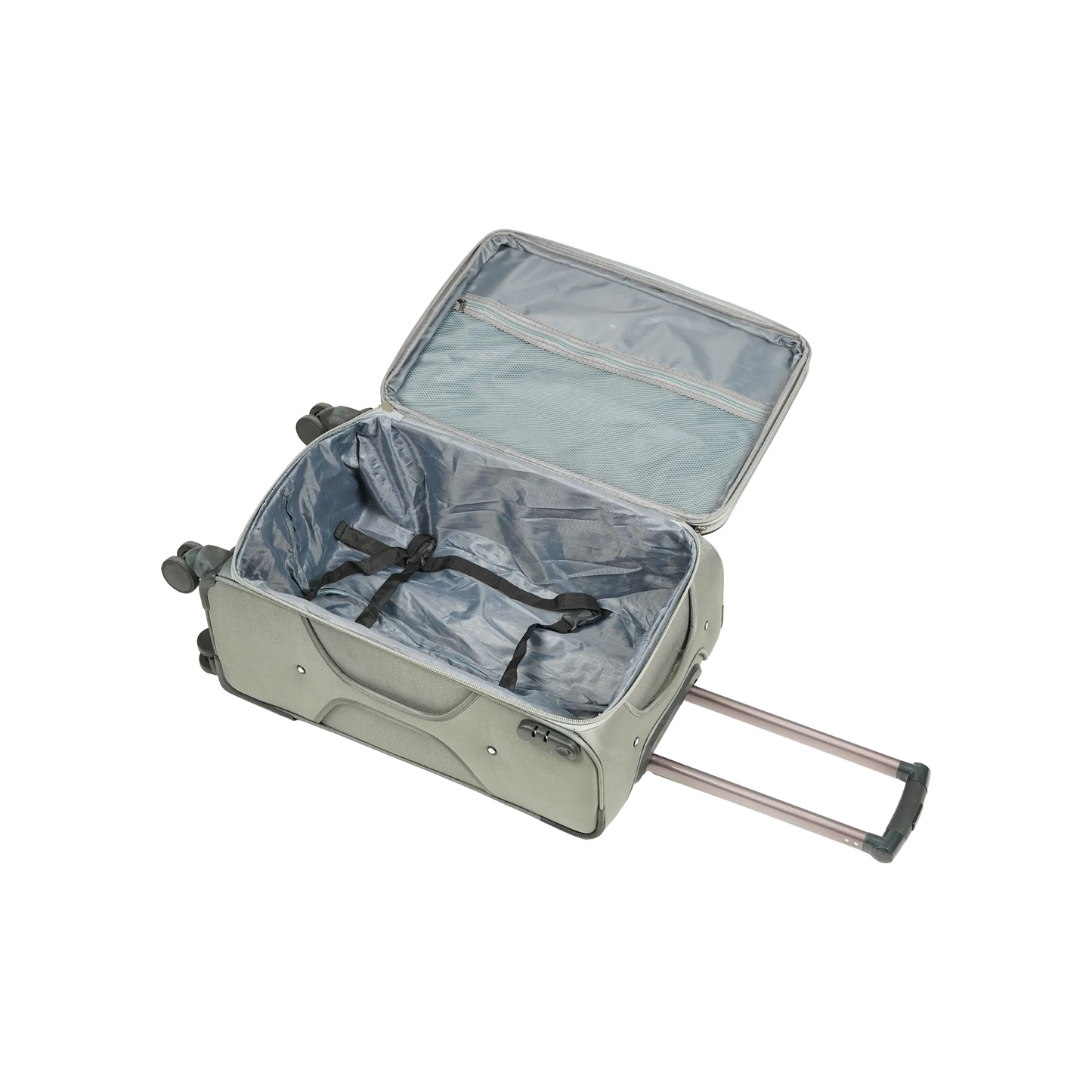 Trekova Fabric Spinner Suitcase with 360 Degree Wheels - Gray - Detail View