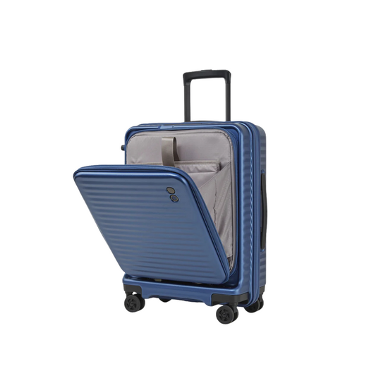 Trekova Hardshell Spinner Suitcase with TSA Lock - Steel Blue - Side View