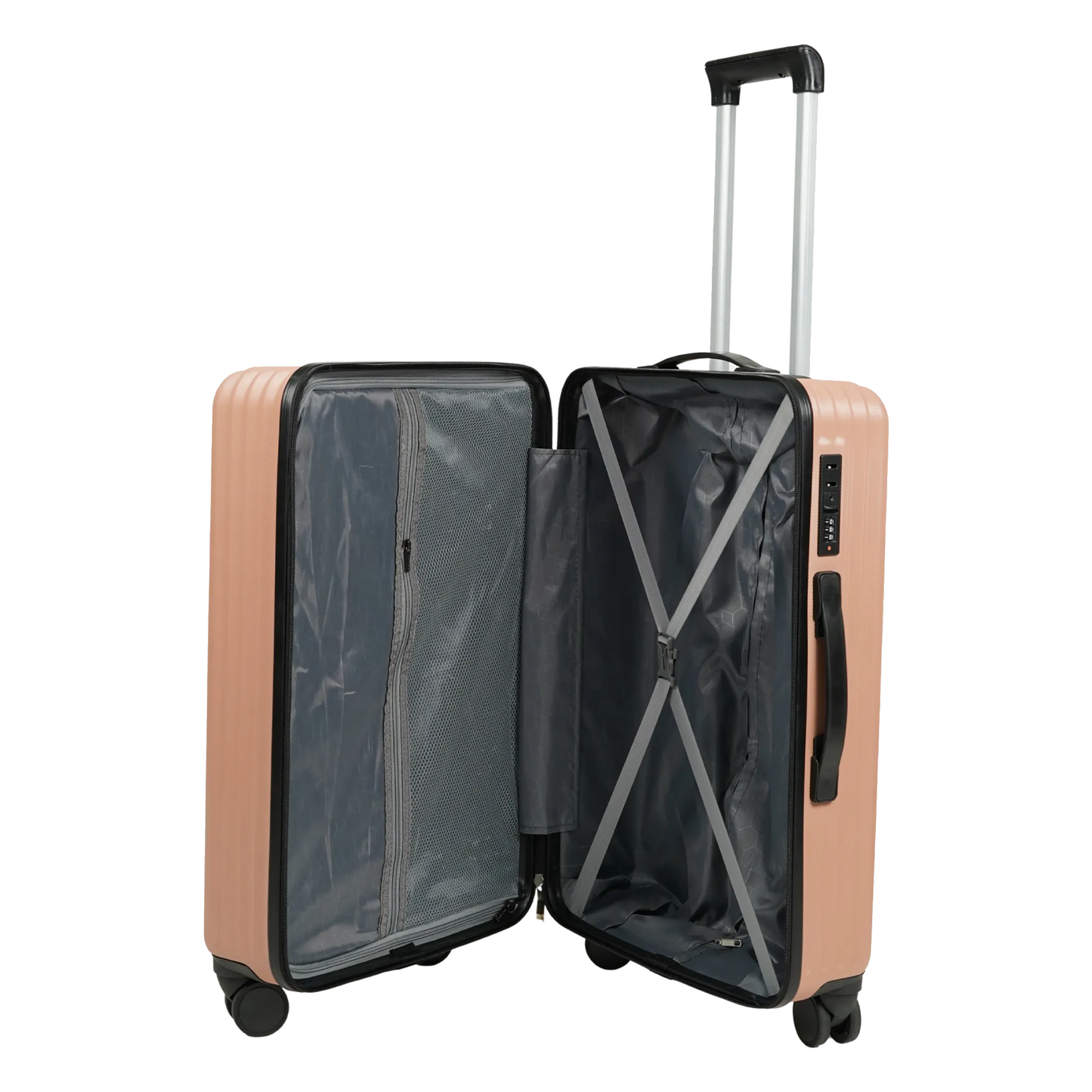 Trekova Expandable ABS Hardshell Spinner Suitcase with TSA Lock Rose Gold Side View