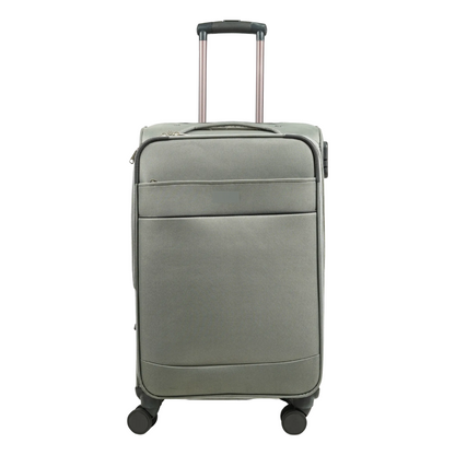 Trekova Fabric Spinner Suitcase with 360 Degree Wheels - Gray - Front View