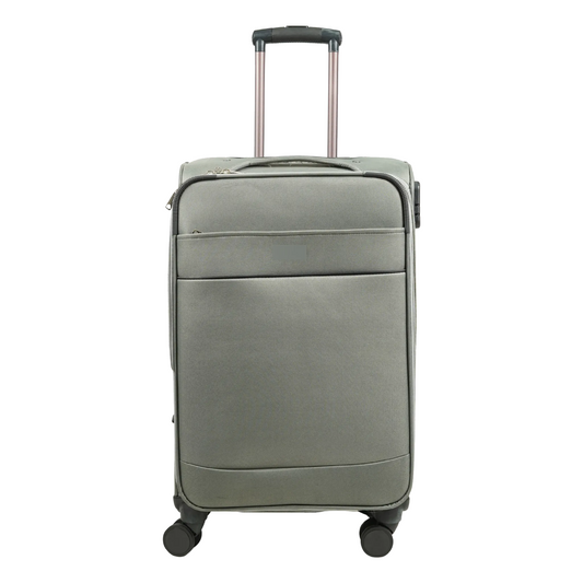 Trekova Fabric Spinner Suitcase with 360 Degree Wheels - Gray - Front View